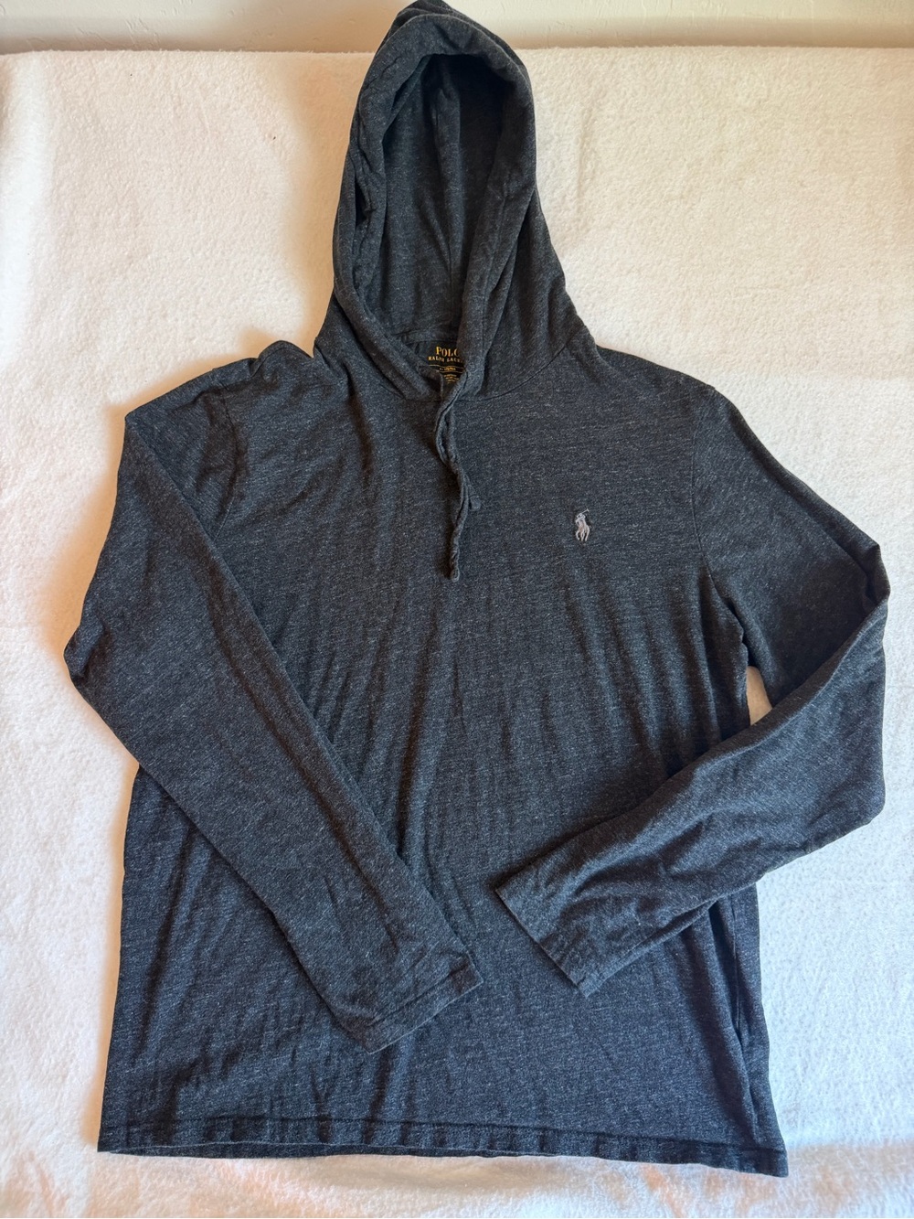 Men’s Polo Ralph Lauren Charcoal Gray Hooded Long-Sleeve Shirt